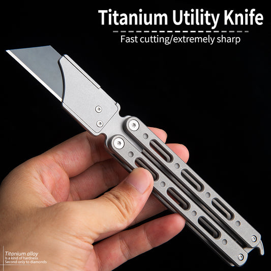 Titanium Alloy Utility Knife Multi-function Pocket Knife Handmade Carpet Cutter Knife Replaceable Blade