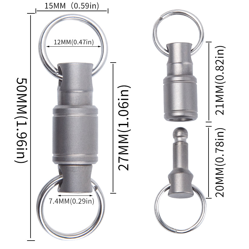 Titanium alloy universal keychain accessories universal buckle car key ring 360 degree rotation