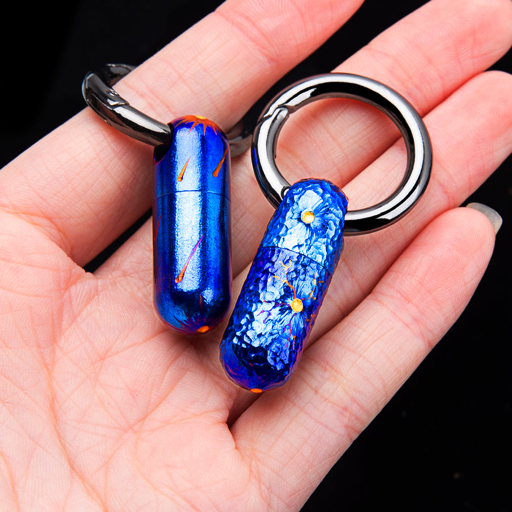 Titanium alloy sealed bottle medicine bottle storage bottle hand-carved pattern new gift collection mini carry