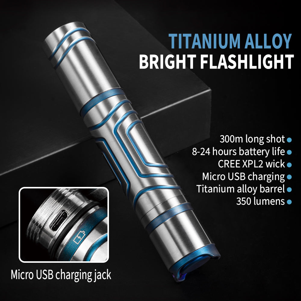 Titanium Rechargeable Camping Keychain Edc Flashlight LED Bulk Bright Light Flashlight